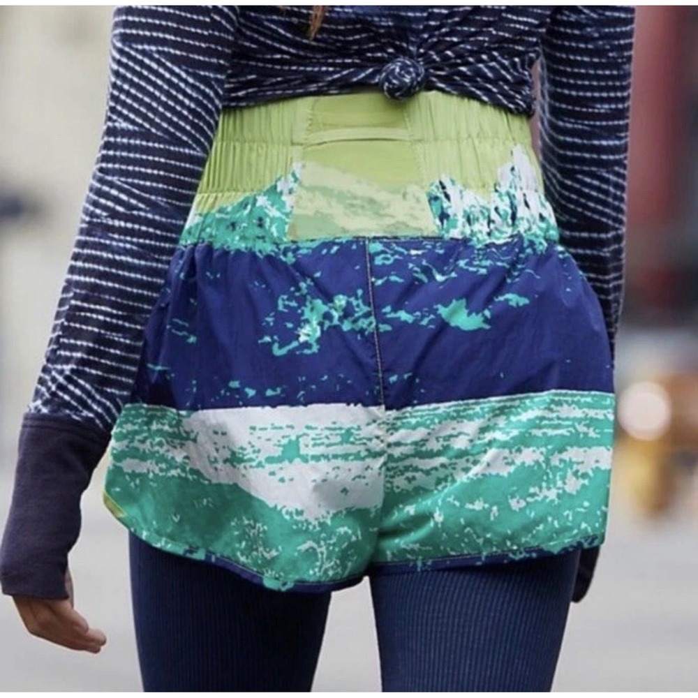 Free People Movement The Way Home Shorts Womens XS High Rise Running Green Blue
